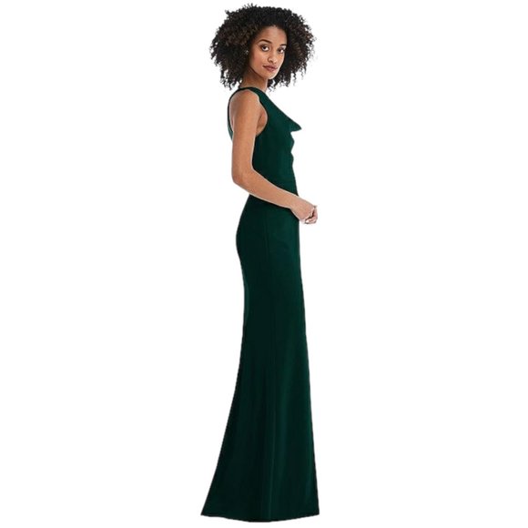 AFTER SIX 6849 Maxi Dress Crepe Wedding Party Prom  Evergreen Size 8 - Picture 3 of 4